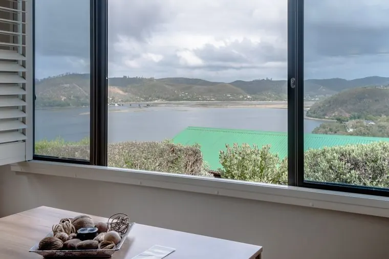 The lagoon and the hills from the window