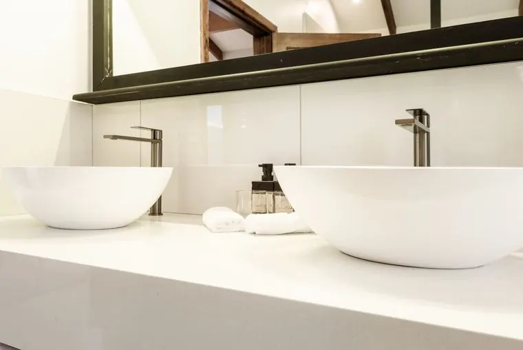 Vessel basins at the double vanity